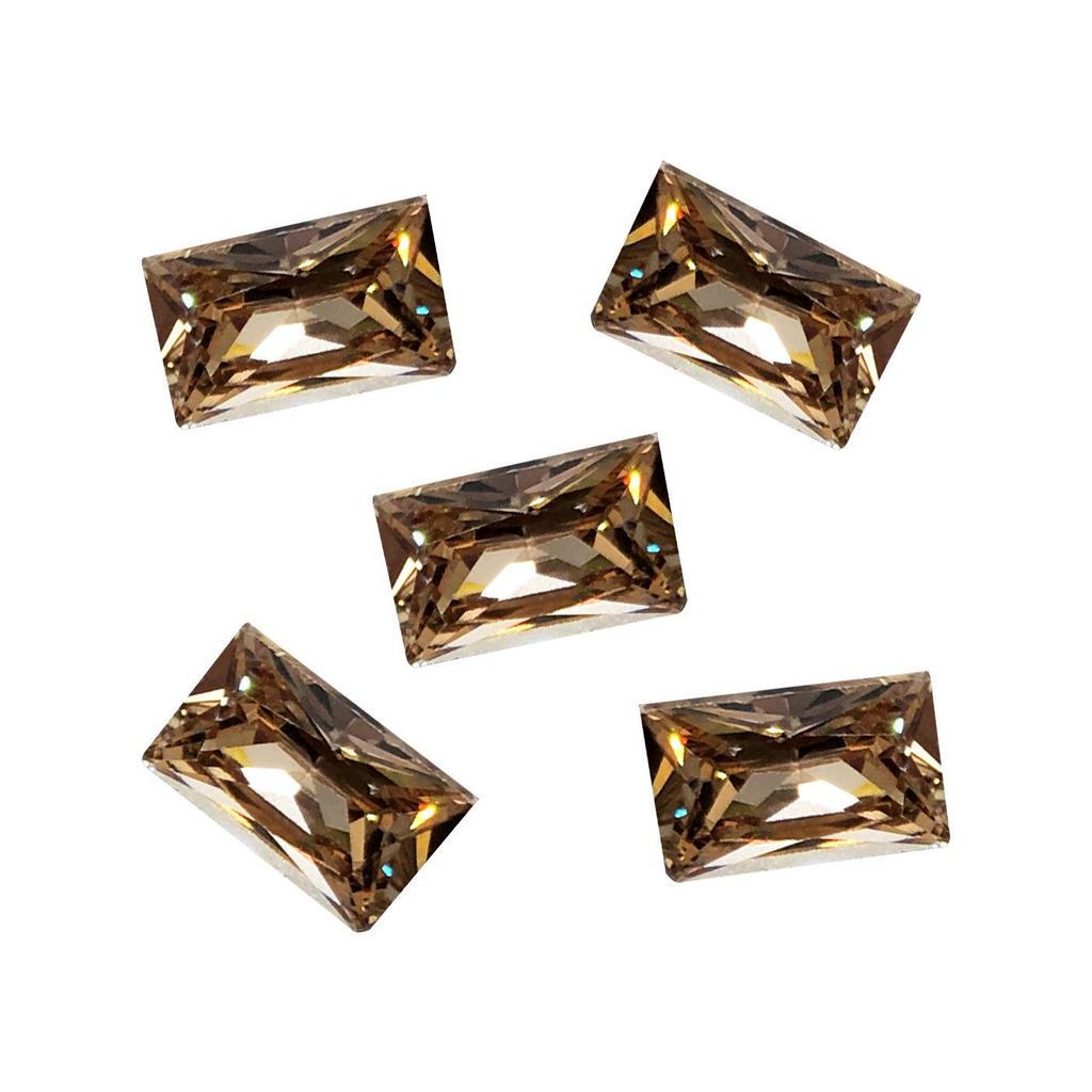 Champagne Rectangle Zirconia Nail Art Decorations - Sparkling White Pointed Ice Sugar Diamonds DIY Nail Accessories