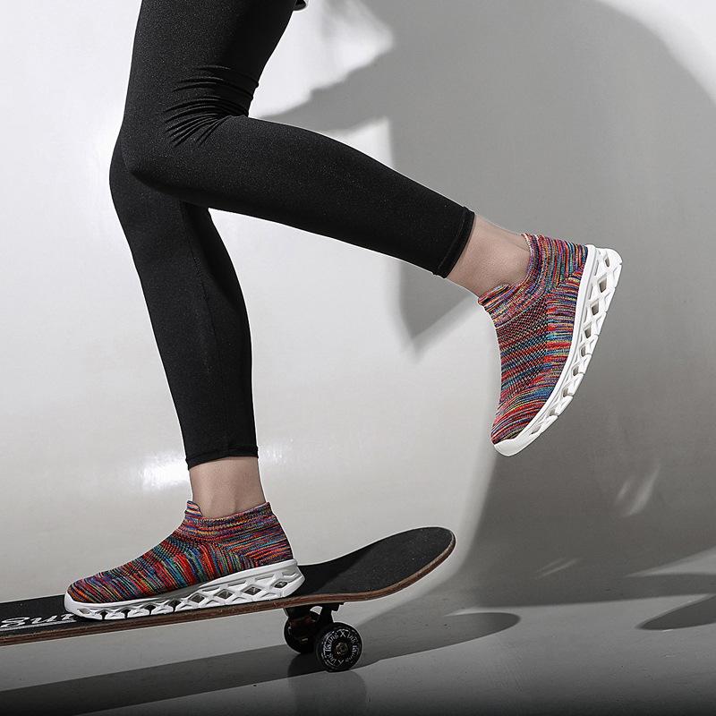 XIHAHA Męskie Damskie Modne Codzienne Buty Oddychająca Tkana Cholewka Trampki Antypoślizgowa Teksturowana Podeszwa Ostrzowa Buty Sportowe Para 36-46