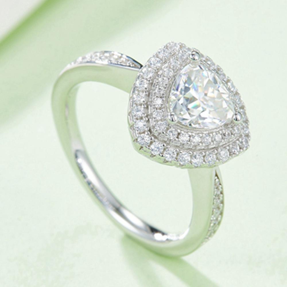 Fashion Triangle Cut 5*8MM VVS1 D Color Real Moissanite Diamond 925 Sterling Silver Rings for Women Anniversary Gift
