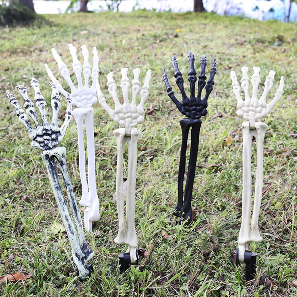 Halloween Realistic Skeleton Hand Ground Stake Light Up Foldable Reusable Halloween Bone Prop Cemetery Skeleton Hand Yard Decoration