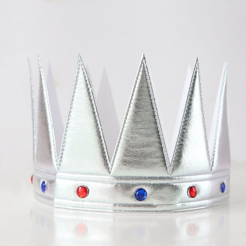 1PC Carnival Christmas Party Children's Ball Headgear Stickers Diamond Flannel Gold Adult King Crown Crown