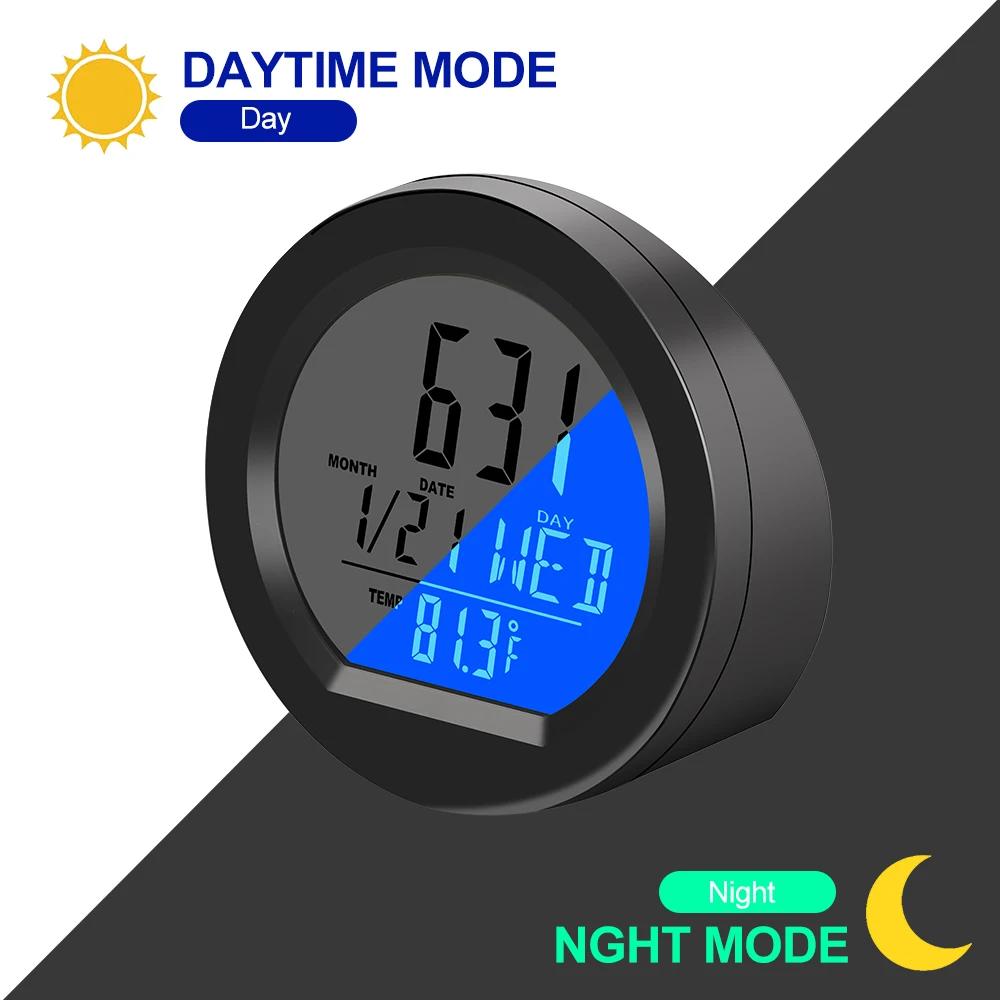 Solar Powered Car Clock Dashboard Thermometer Auto Electronic Watch Clock Led Digital Display with Back Luminous Car Accessories