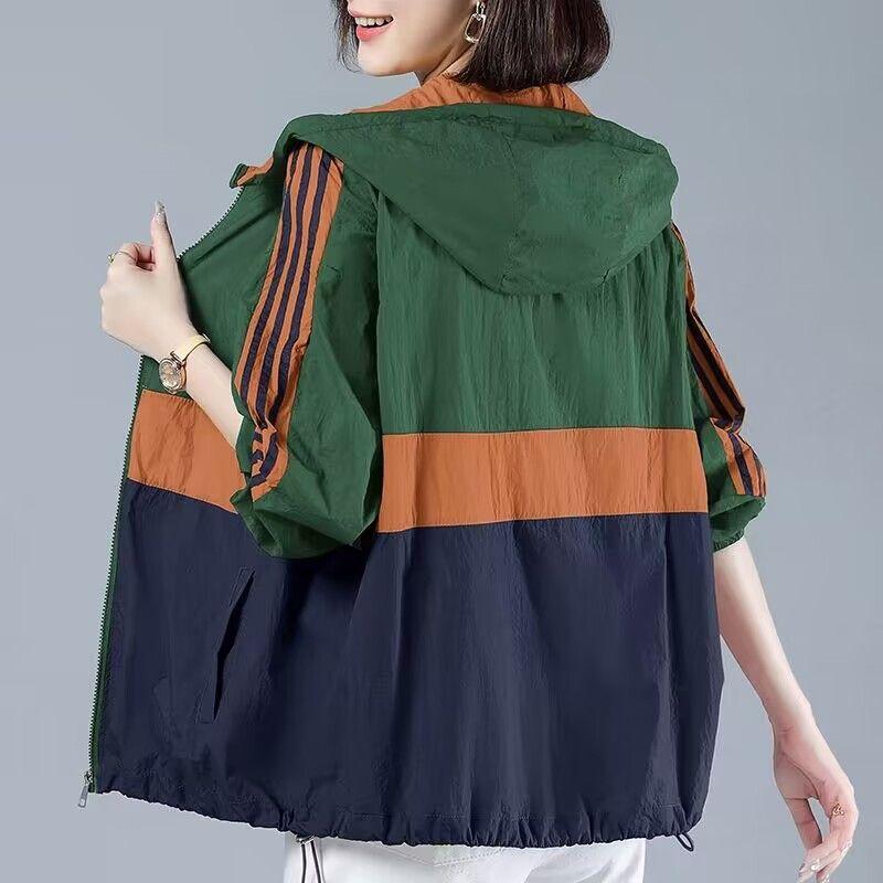 Women's Plus Size Sun Protection Jacket UV-Protective Summer Loose Versatile Breathable Hooded Lightweight Outerwear