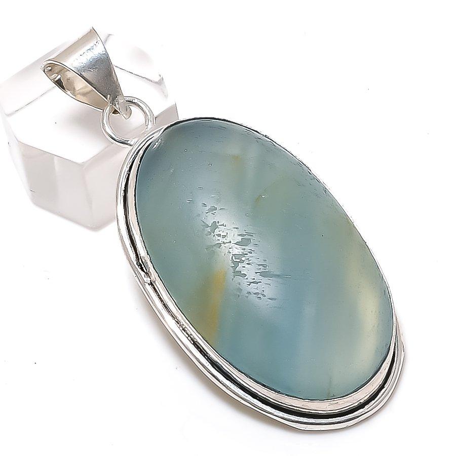 Aquamarine Gemstone 925 Sterling Silver Jewelry Pendant 2.29"