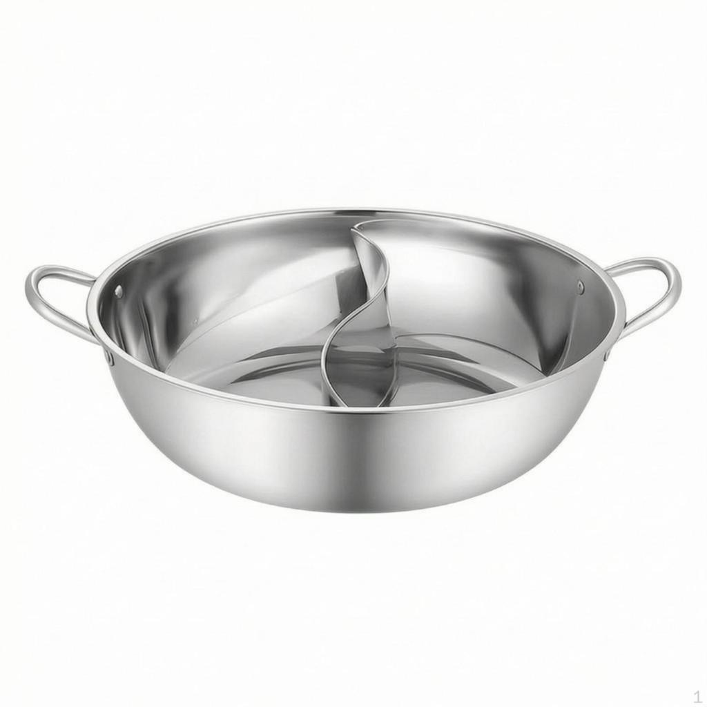 Divided Pot with Ladles Stainless Steel TwoFlavor Cookware for Families,