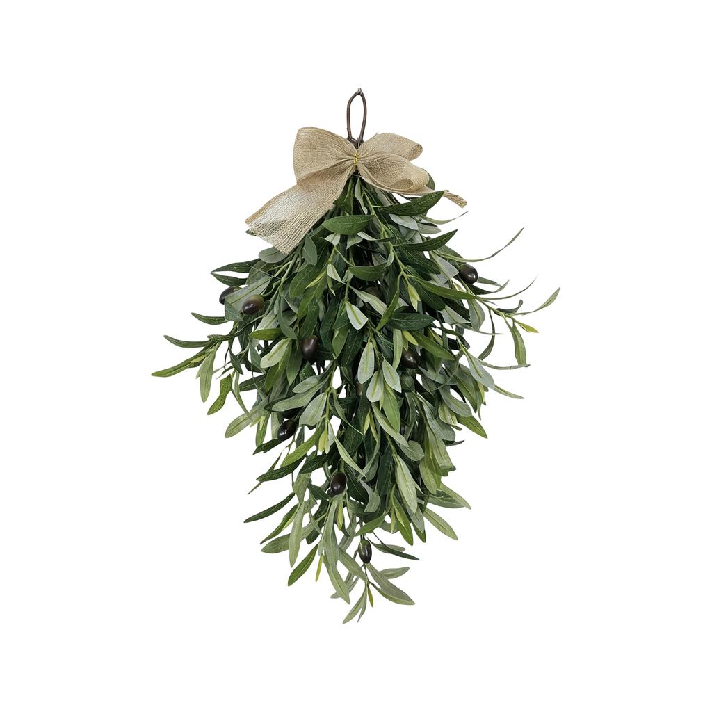 60cm Artificial Olive Garland-faux Olive Wreath With Greenery Leaves For Front Door, Wall Hanging Decor For Farmhouse