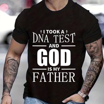 Religiöses christliches T-Shirt für Herren Machte einen DNA-Test und Gott ist mein Vater Aufdruck Herren T-Shirts Christliches Kreuz Jesus T-Shirt Kleidung
