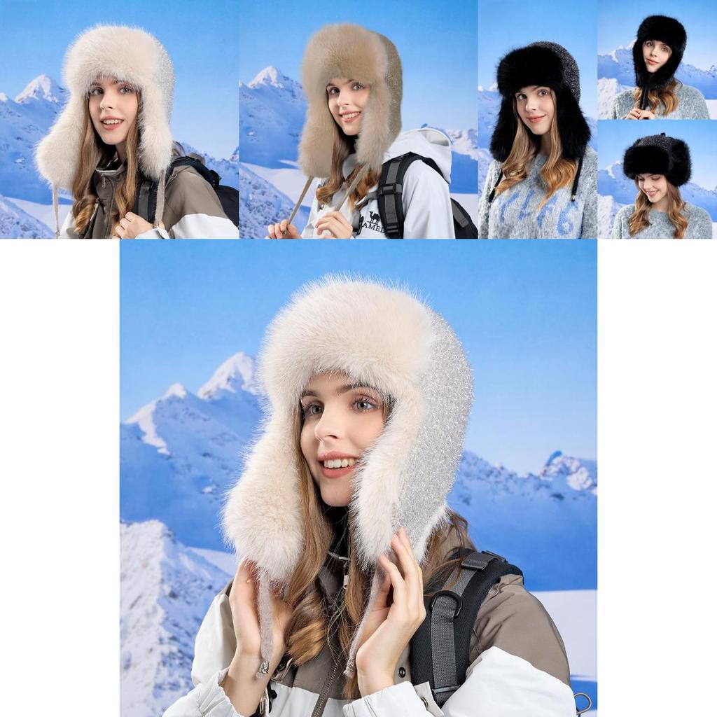 Winter Outdoor Womens Knit Warmth Hat With Earmuffs For Cold Weather Protection