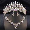 3 Pcs Wedding Crown Bridal Jewelry Sets for Women AB Tiaras and necklace earrings Prom Birthday Bride Tiaras and Crowns Set