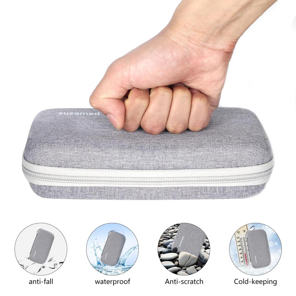 Insulin Cooler Travel Case,EVA Insulation Travel Medicine Kit with 2 Ice Packs for Diabetes Care,Insulin Pen and Other Diabetic Supplies (Grey)