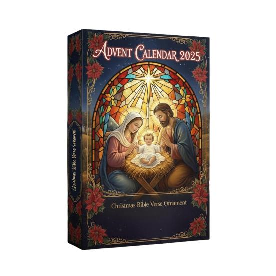 Biblický verš Adventní kalendář 2025 24denní Odpočítávací krabička do Vánoc s kartičkami s Písmem Náboženský křesťanský dárek