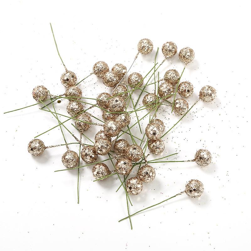 50 szt. Sztuczne Jagody Dekoracja Świąteczna Ozdoby na Choinkę do Dekoracji Domu Navidad Nowy Rok DIY Girlanda Dodatek Prezent 1,2 cm