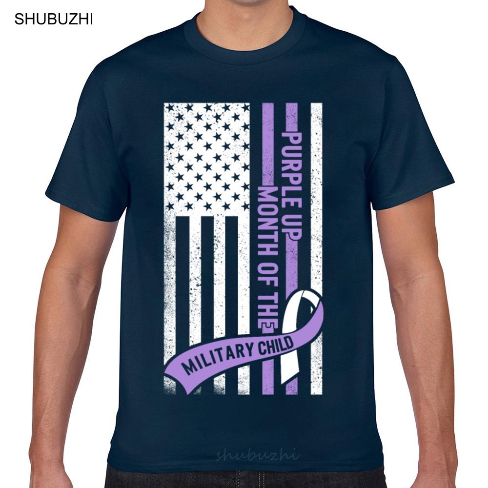 

Tops T Shirt Men military child month april purple up awareness Summer Harajuku Geek Print Male Tshirt 4XL