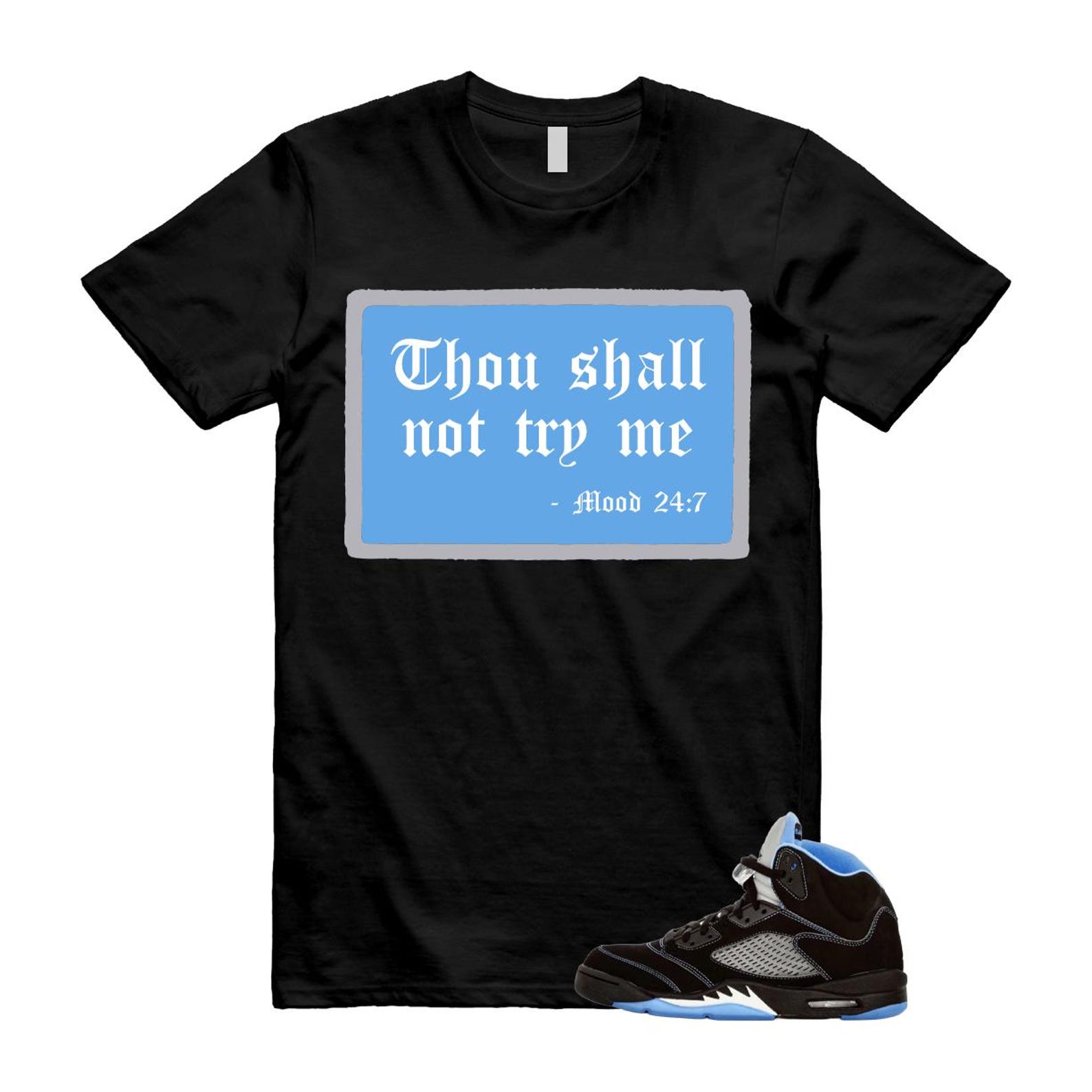 5 Black University Blue White 2026 T Shirt Match MOOD 4XL