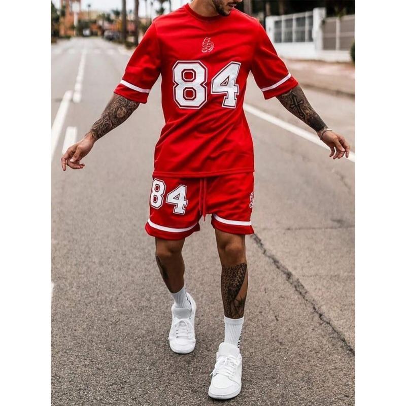 2 Piece Set Summer Men's Daily T-shirt And Beach Shorts Set Outdoor Casual Men's Short Sleeves Street Style Men's Shorts