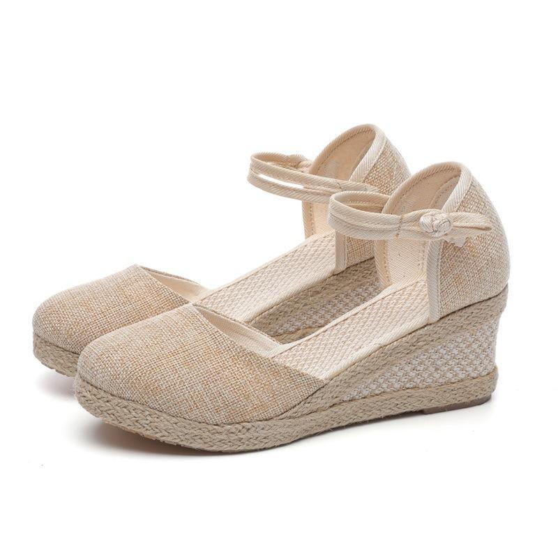 Vår Sommer Sko Dame Sko med hæl Dame Kilehæl Merke Dame Pumps Casual Dame Kiler 8cm Plus Size 42