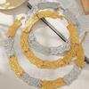 Vintage-Style Wide Textured Handmade Necklace: 18K Gold & Stainless Steel Women's Jewelry