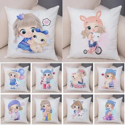 Luxury Home Decor Pillow Cover Car Living Room Sofa Cushion Cover Cartoon Girl Pattern Cushion Cover