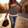 Womens Summer Casual T Shirt With Button Details And Cotton Fabric For Office Wear