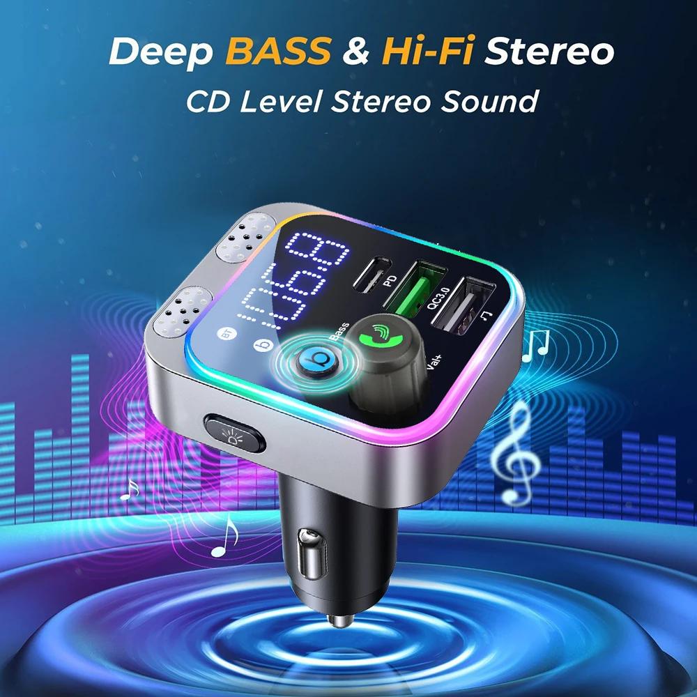 HM132 Bluetooth FM Transmitter For FM/AUX Car Charger Digital Display Adapter Bass Sound MP3 Player Auto Accessories