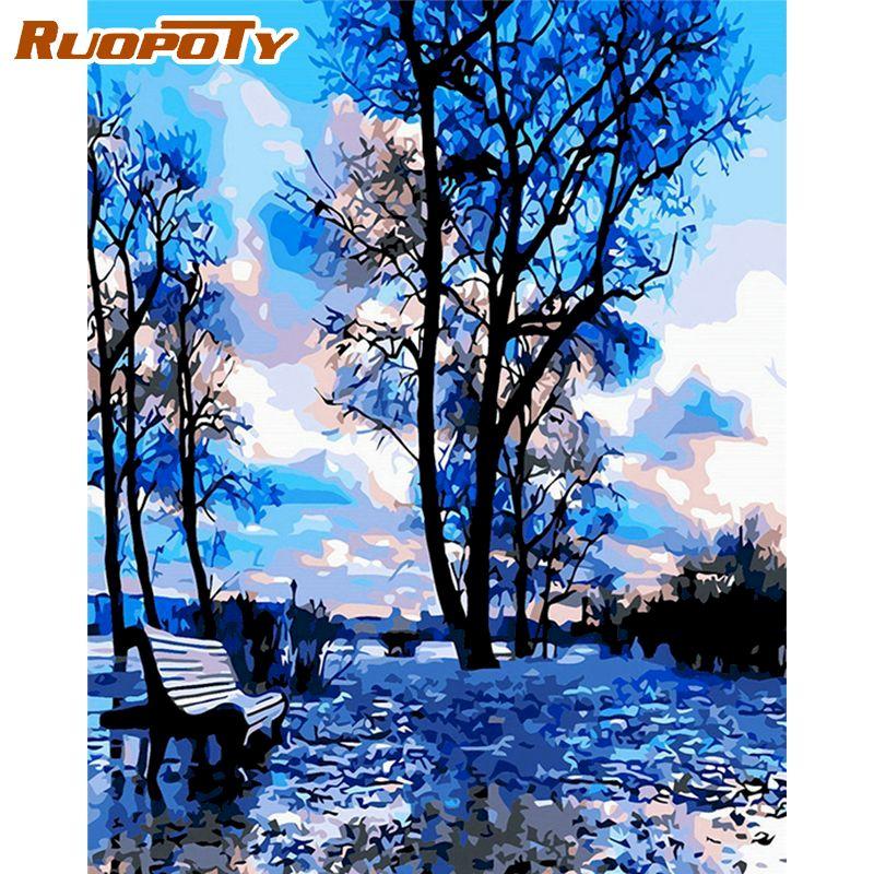 

Ruopoty DIY картина по номерам морской пейзаж акриловая краска раскраска по номерам набор для домашнего настенного искусства 40x50 см 40x50CM NO Frame