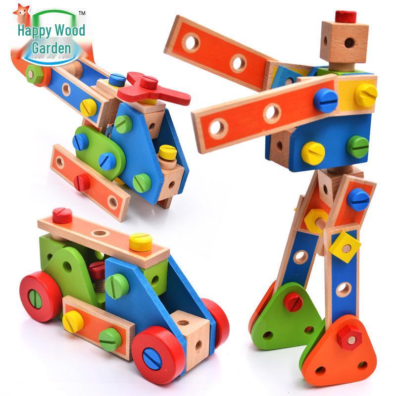 Wooden DIY Kids' Nut Assembly Tool Set - Educational Puzzle Toy for Ages 3-5