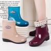 Rain Shoes Women's Medium Tube Velvet Warm Rain Boots Non-slip Adult Women's Shoes Kitchen Shoes Cotton Rubber Shoes
