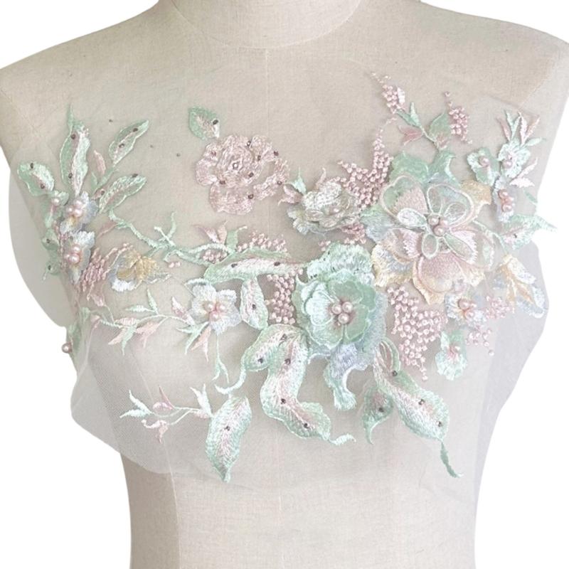 Embroidered Sequins Flower Applique Patches for Clothing Bags Handcraft Decoration Polyester Materials