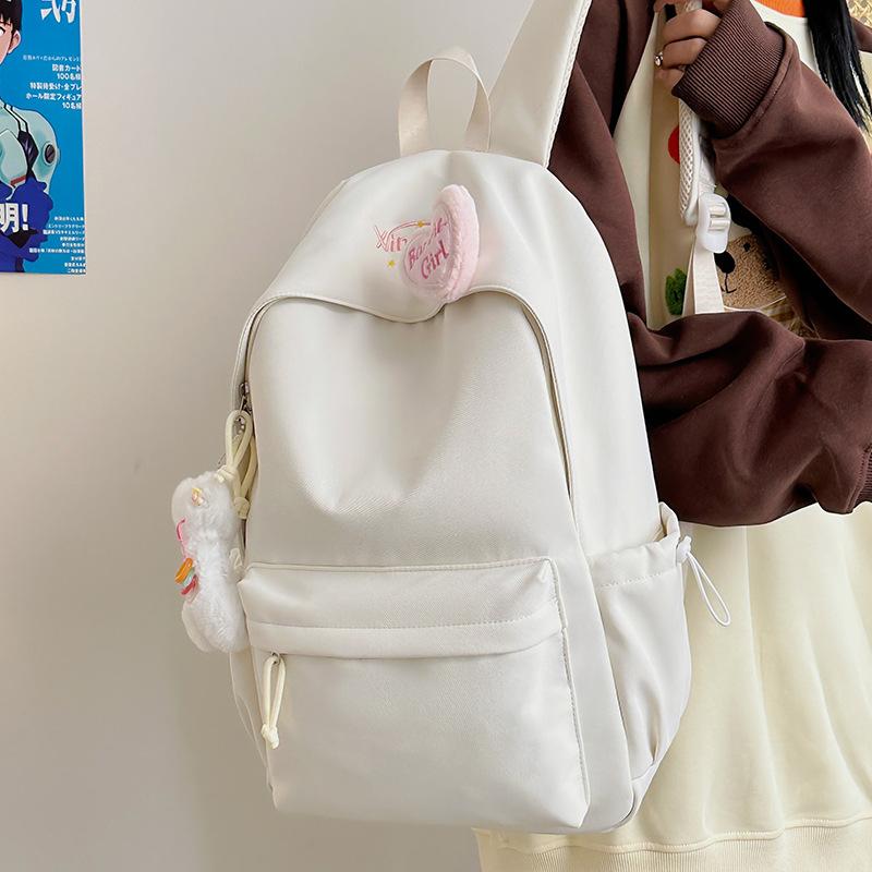 School bag letter simple Mori backpack ins style casual versatile commuter college student school bag large capacity solid color backpack