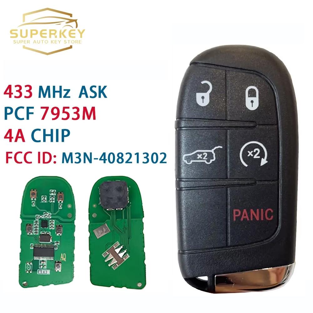 SUPERKEY Keyless Remote Car Key 433mhz 4A Chip with SIP22 Blade 5 Buttons For Jeep Compass Renegade Trailhawk M3N-40821302