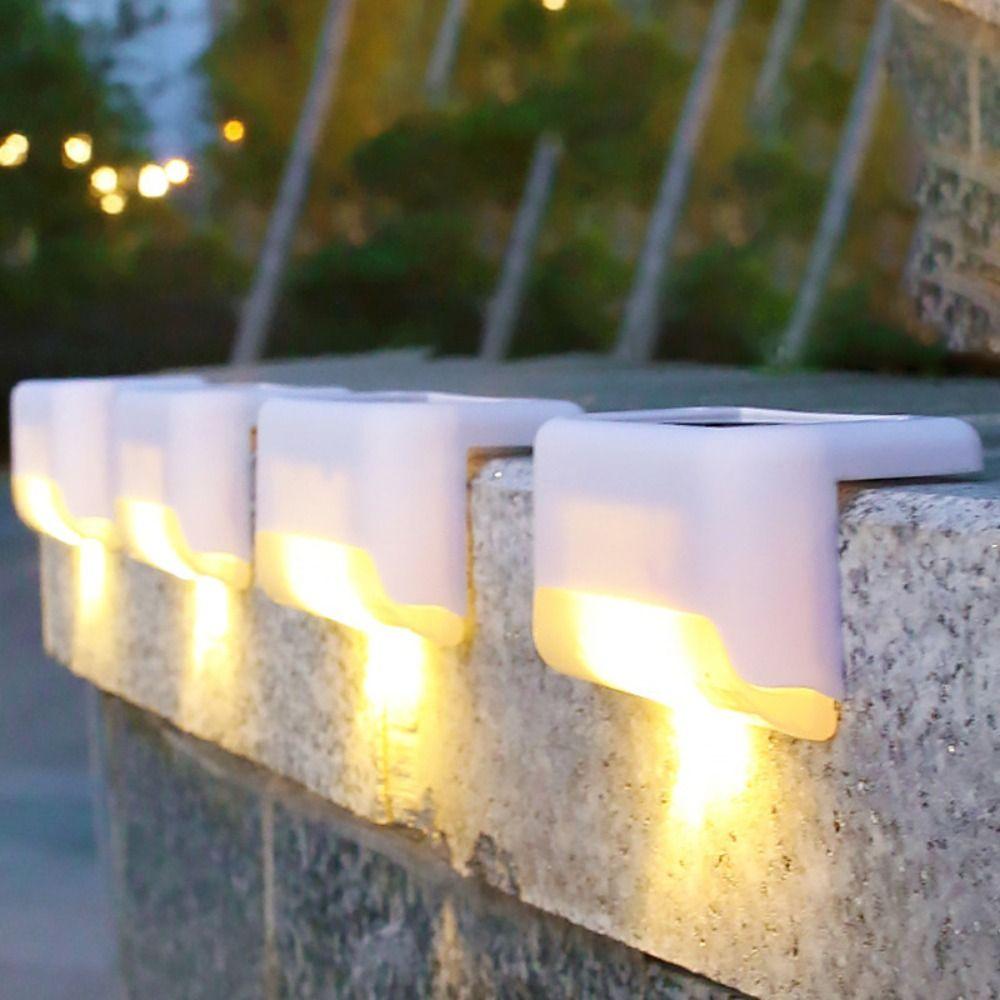 Multifunctional Waterproof LED Solar Step Lamp Outdoor Garden Fence Lamp Solar Powered Yard Street Deck Lamp