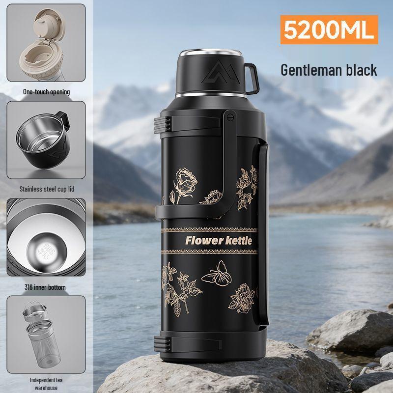 

316 Stainless Steel Large Capacity Portable Thermos Kettle for Outdoor, Construction Sites, and Car Travel 1200ml (2.3 Jin Water)/Portable