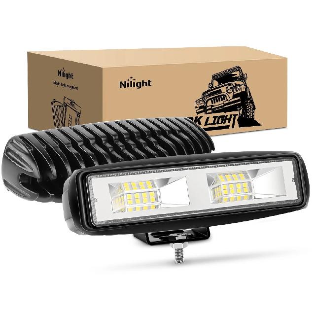 Nilight Barra Luminosa LED da 6 Pollici 2 Pezzi 50W Ambra Luci di Lavoro Off Road Spot Flood Combo Impermeabile IP67 per Camion Pickup SUV ATV UTV Barca