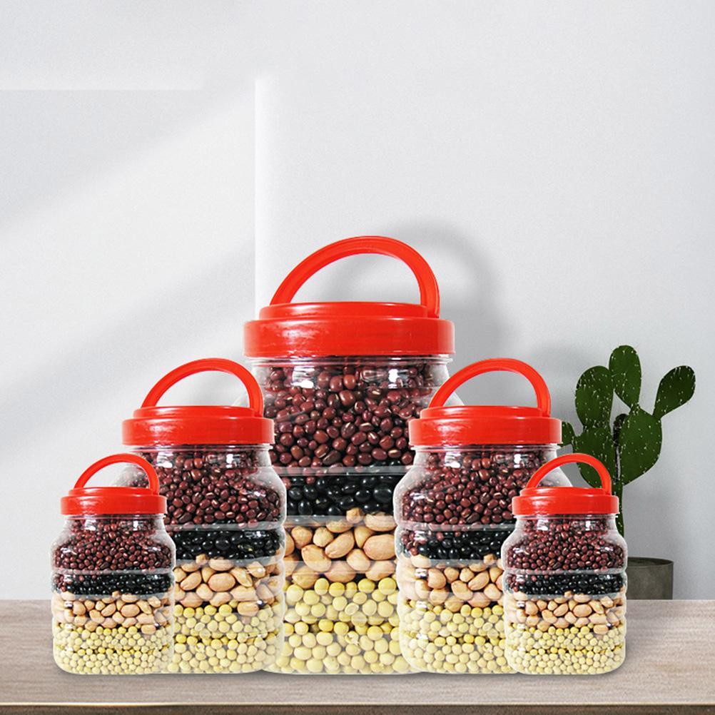 2 Pcs Bean Storage Jar Honey Dispenser Liquid Food Plastic Jam Bottle Rice Container