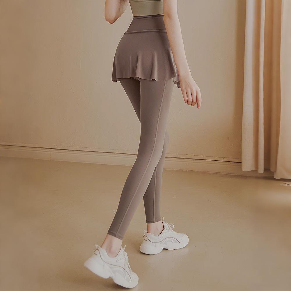 

Брюки для йоги для женщин, облегающие талию и бедра, брюки для бега из двух частей, быстросохнущие, с высокой талией, юбка-штаны для танцев и фитнеса с защитой от просвечивания M