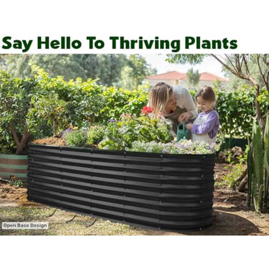 Galvanized Raised Garden Beds Outdoor 6×2×2 Ft Planter for Gardening Vegetables Flowers Large Metal Garden Box Black Patented T