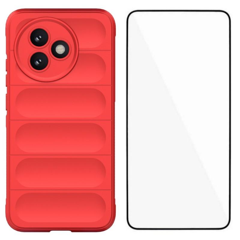 

For Xiaomi Redmi K80 Ultra 5G TPU Case WANLONFENG HD Series Anti Slip Phone Cover with Tempered Glass Red