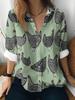 1116 Neues Damen Langarmshirt Sommer Europäischer und Amerikanischer Trend 1D Bedrucktes Hemd