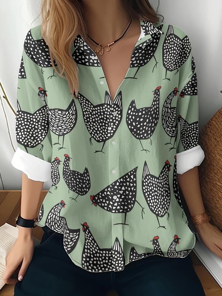 1116 Neues Damen Langarmshirt Sommer Europäischer und Amerikanischer Trend 1D Bedrucktes Hemd