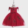 2024 One-Shoulder Puffy Princess Dress with Mesh Embroidery and Pearls for Girls