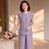 Mid-Aged Women's New Chinese Style Embroidered Summer Suit