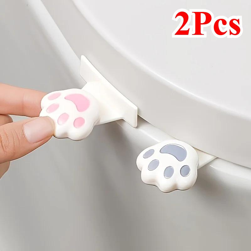 2Pcs Cat Paw Style Toilet Seat Lifter Handles - Hygienic Hands-Free Bathroom Toilet Seat Loop and Cover Lifters