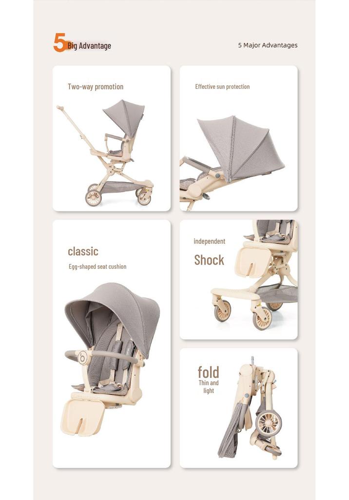 Baby Good V22 Zwei-Wege-Faltkinderwagen mit Stoßdämpfung zum Sitzen und Liegen