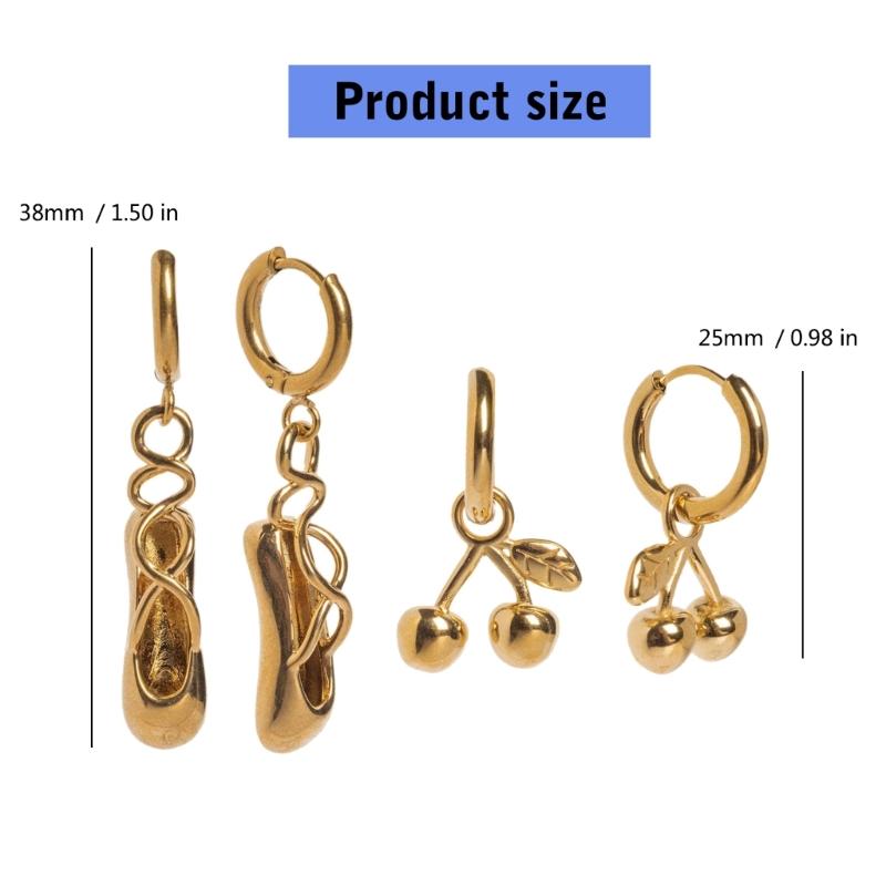Retro Dance Shoe Cherry Drop Earrings Artistic Handcrafted Details Lightweight Comfort Ear Jewelry For Daily Wear