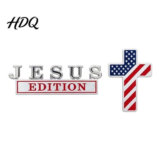 Alloy Metal Car Emblem American Flag Faith Emblem 3D Zinc Badge Patriotic Decal for Truck SUV Motorcycle Exterior Sticker Christian