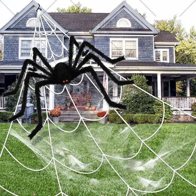 Giant Black Spider Halloween Party Decor for Home 2026 Outdoor Haunted House Ornament Trick or Treat Big Black Spider