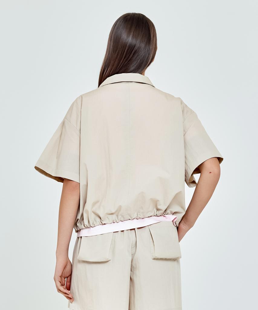 Depasion Cargo Two-Pocket Short Sleeve Anorak (Light Beige)