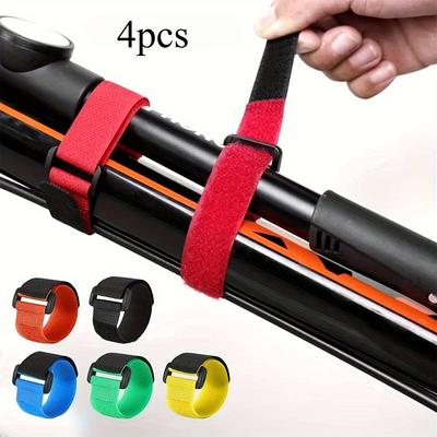 4pcs Duty Reusable Hook & Loop Ties - Fastener Straps for Organizing Cables, Multi-Color- Home Office Storage, , Tool Organization, Cord Holder