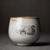 Large Ru Kiln Teacup Travel Personal Meditation Cup Handmade Ceramic Tea Bowl Pu'er Master Cup Household Tea Set Accessories