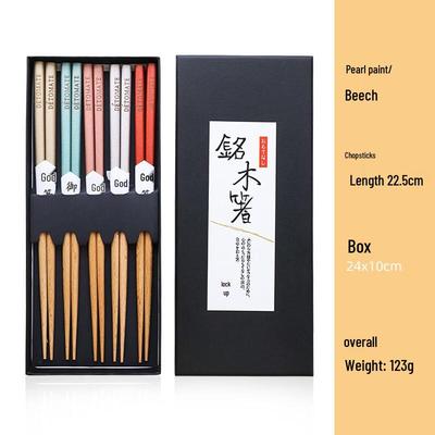 Ensemble Cadeau Baguettes Colorées en Hêtre Style Japonais